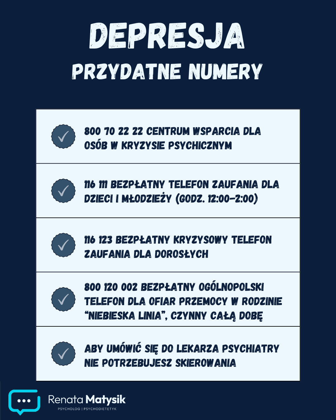 Przydatne numery jeśli podejrzewasz depresję u siebie lub bliskich